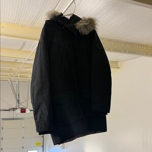 Calvin Klein Black Puffer Jacket with Fur Hood